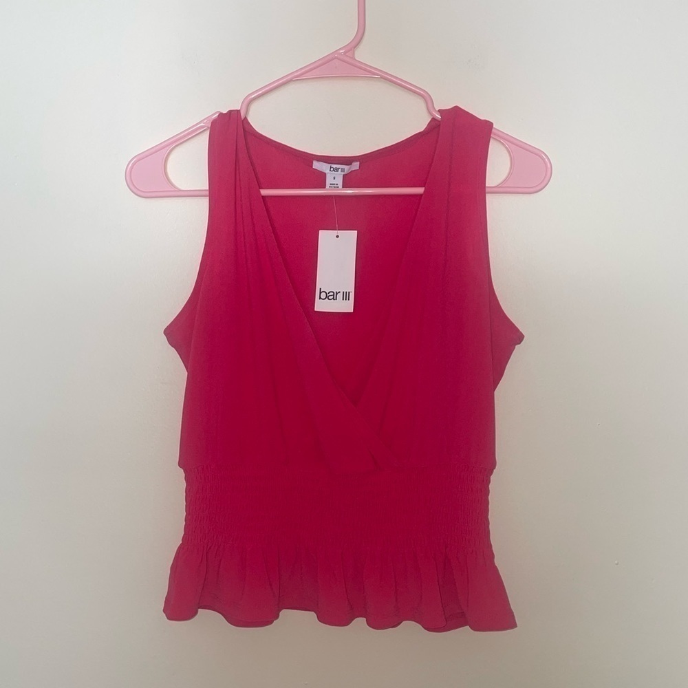 NWT Bar lll Hot Pink Tank Top with Elastic Waist Size Small